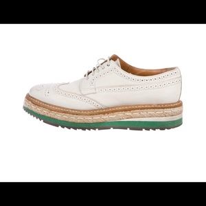 Prada brogue leather platform oxfords